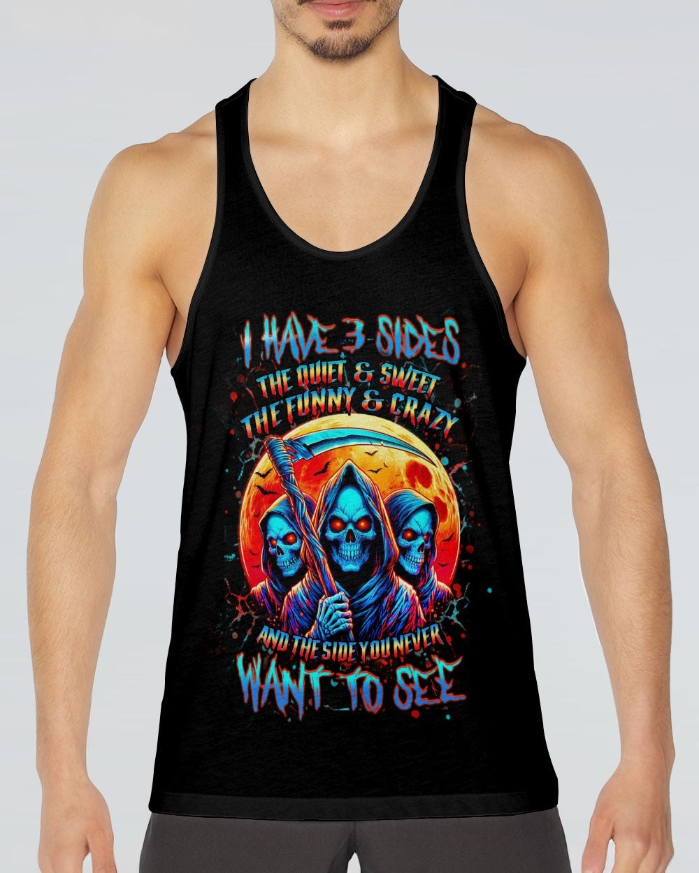 BLISSCORNERS I HAVE 3 SIDES 3 SKULLS ALL OVER PRINT