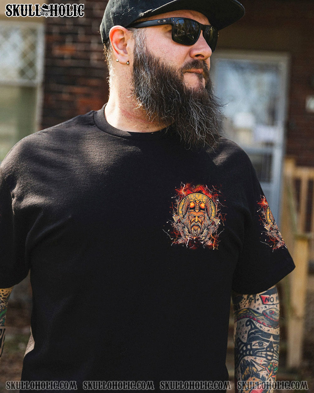 BLISSCORNERS ODIN IS MY FATHER VIKING SKULL ALL OVER PRINT