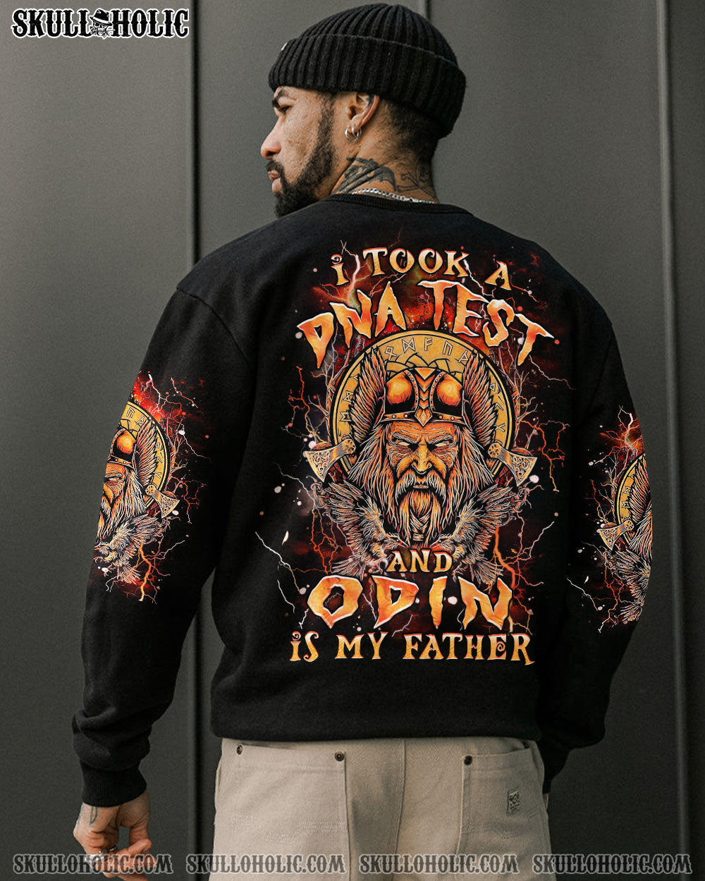 BLISSCORNERS ODIN IS MY FATHER VIKING SKULL ALL OVER PRINT