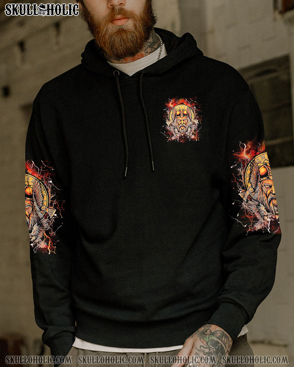 BLISSCORNERS ODIN IS MY FATHER VIKING SKULL ALL OVER PRINT