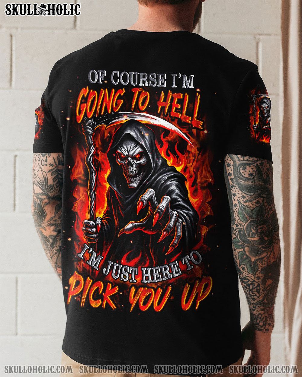 BLISSCORNERS OF COURSE I'M GOING TO HELL SKULL REAPER ALL OVER PRINT