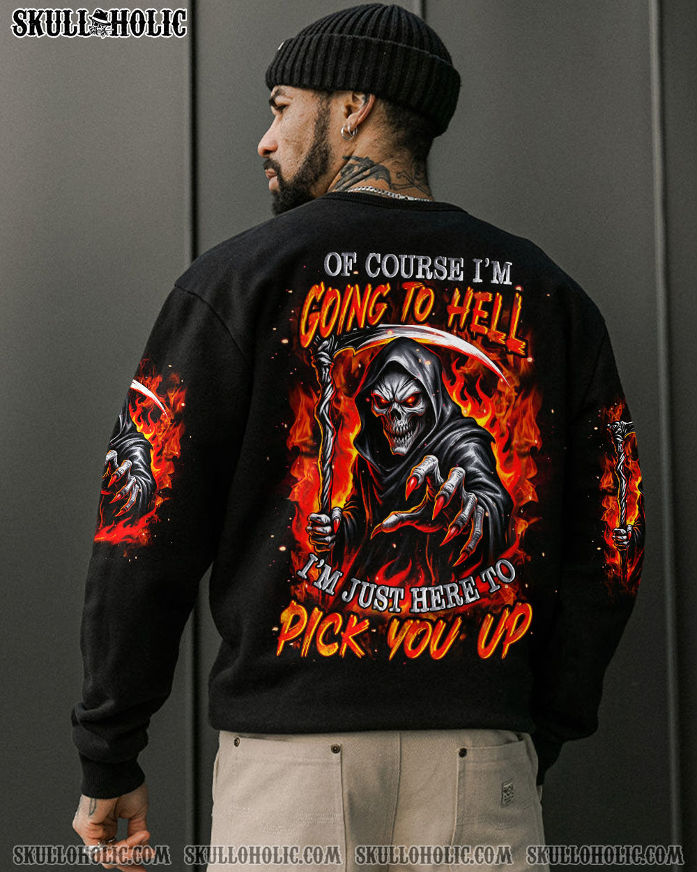BLISSCORNERS OF COURSE I'M GOING TO HELL SKULL REAPER ALL OVER PRINT