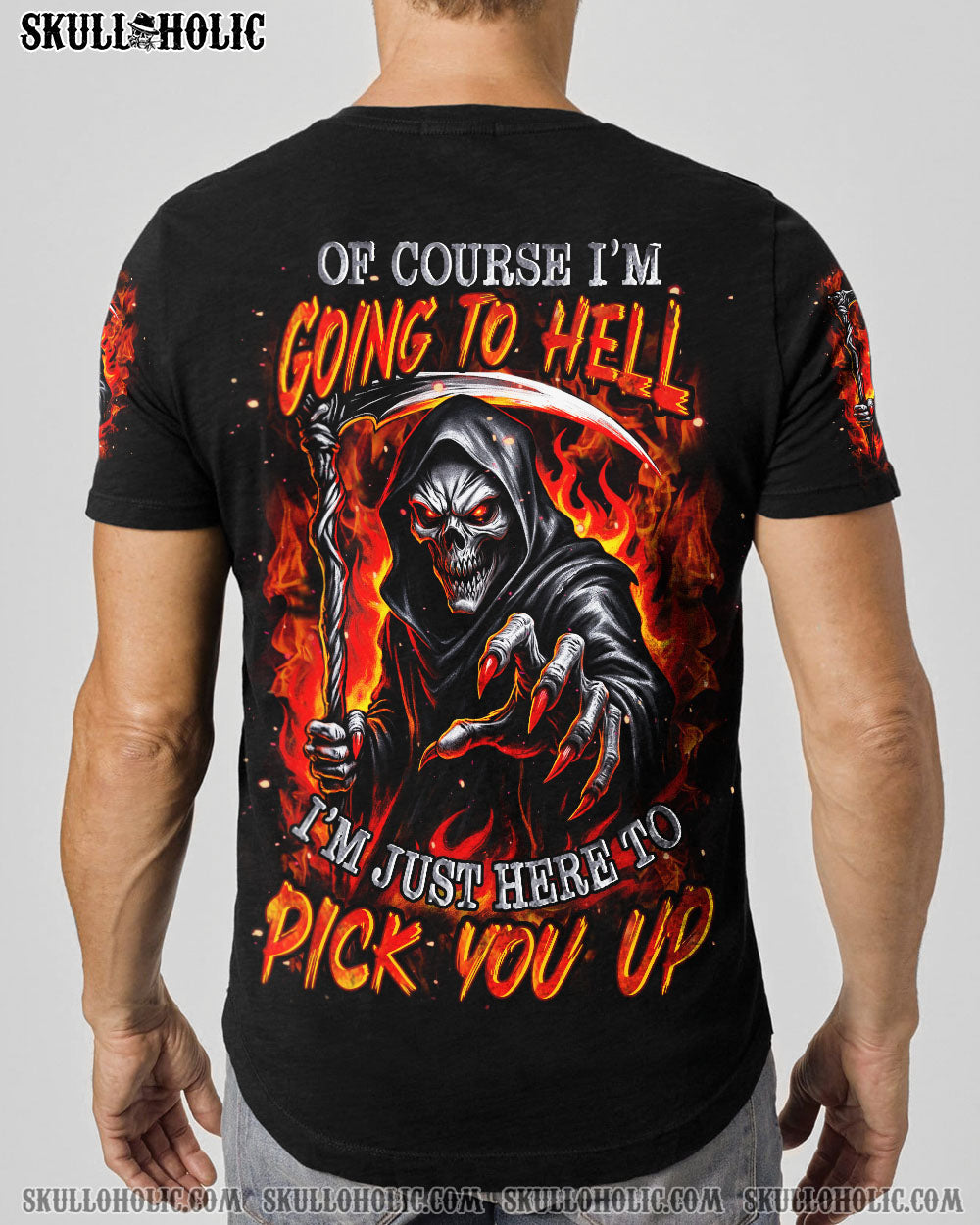 BLISSCORNERS OF COURSE I'M GOING TO HELL SKULL REAPER ALL OVER PRINT