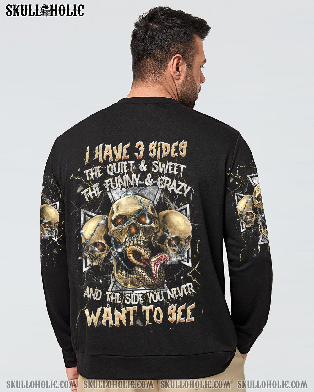 BLISSCORNERS I HAVE 3 SIDES 3 SKULLS ALL OVER PRINT