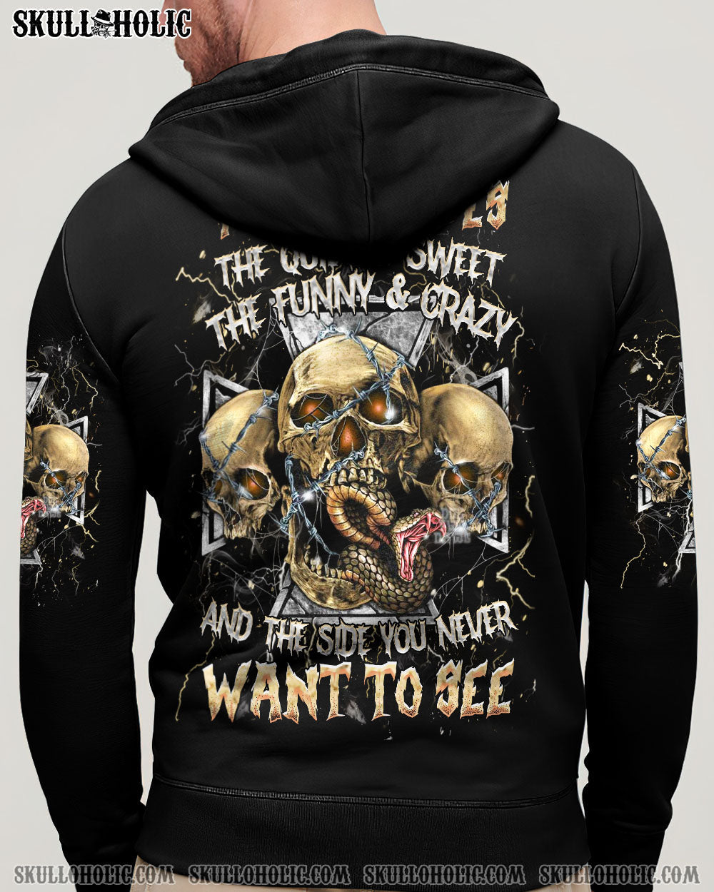 BLISSCORNERS I HAVE 3 SIDES 3 SKULLS ALL OVER PRINT