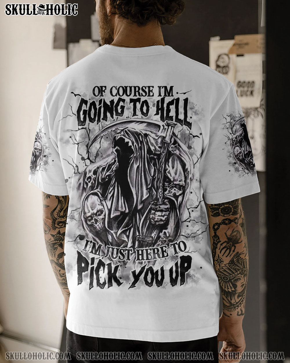 BLISSCORNERS OF COURSE I'M GOING TO HELL SKULL ALL OVER PRINT