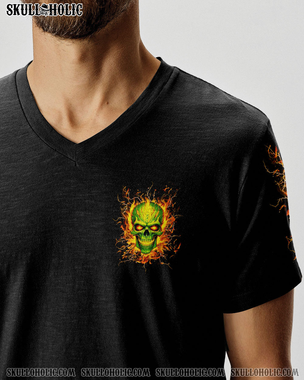 BLISSCORNERS WARNING SIGN FLAMING SKULL ALL OVER PRINT
