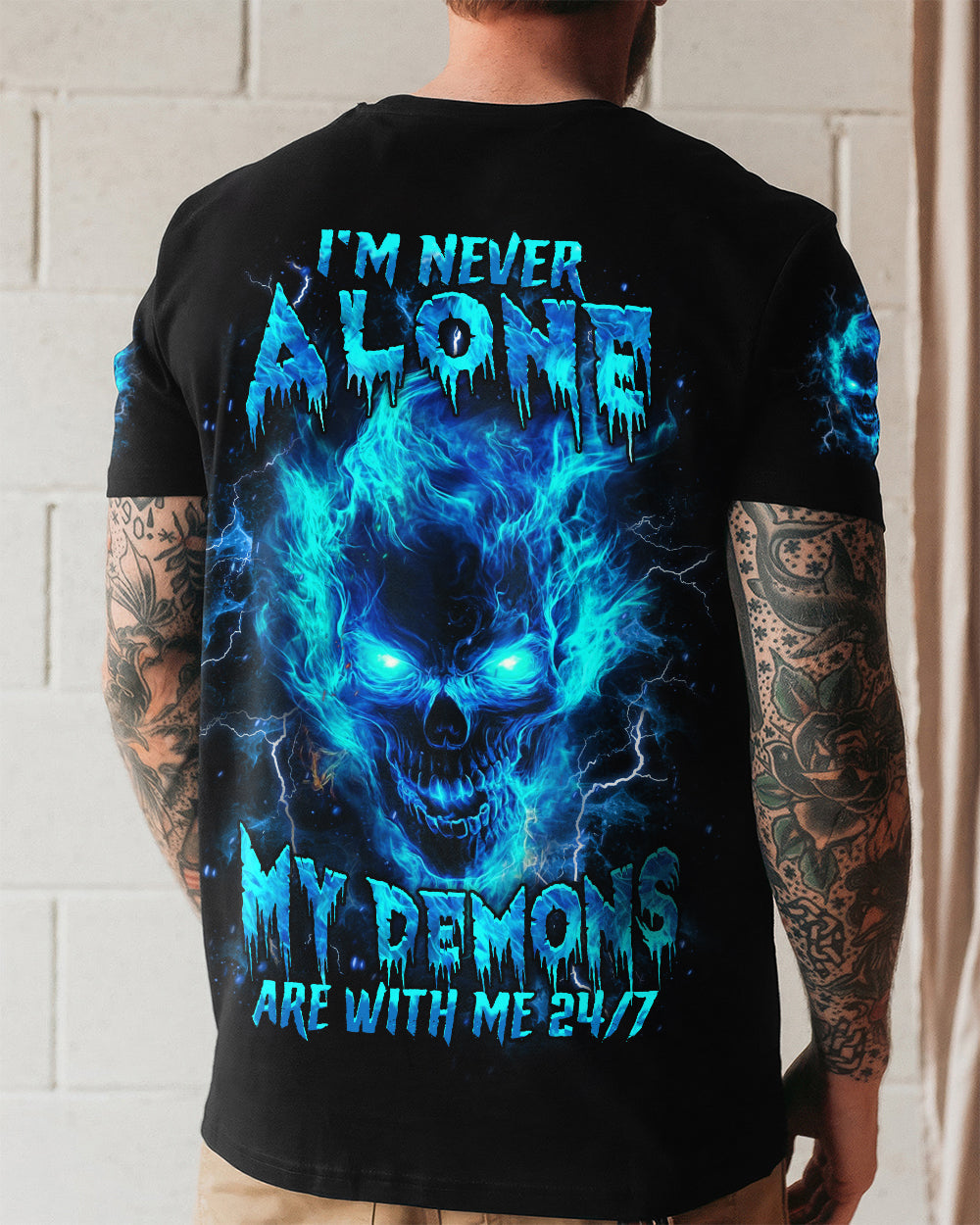 BLISSCORNERS I'M NEVER ALONE SKULL DEMON ALL OVER PRINT