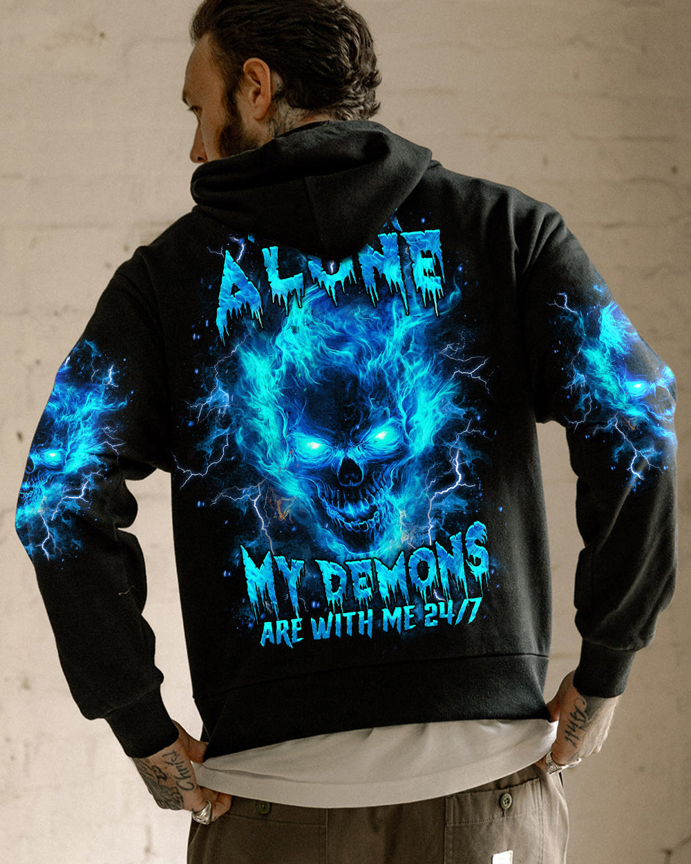 BLISSCORNERS I'M NEVER ALONE SKULL DEMON ALL OVER PRINT