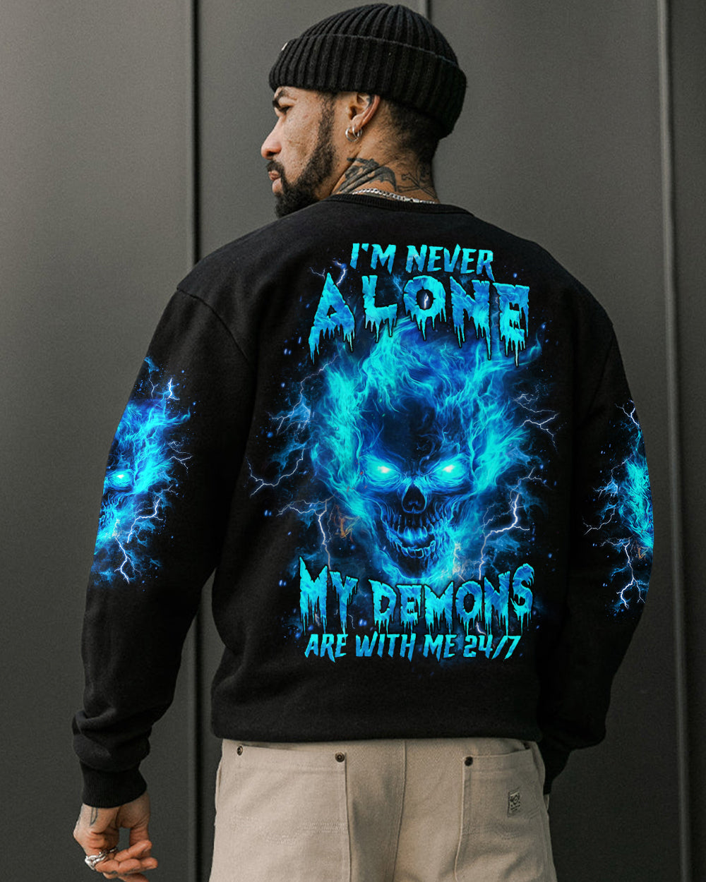 BLISSCORNERS I'M NEVER ALONE SKULL DEMON ALL OVER PRINT
