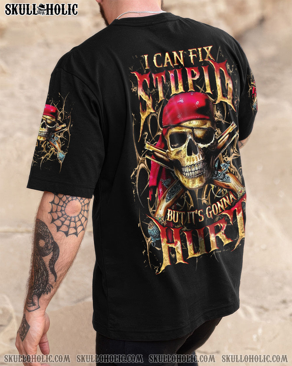 BLISSCORNERS I CAN FIX STUPID BUT IT'S GONNA HURT PIRATE SKULL ALL OVER PRINT