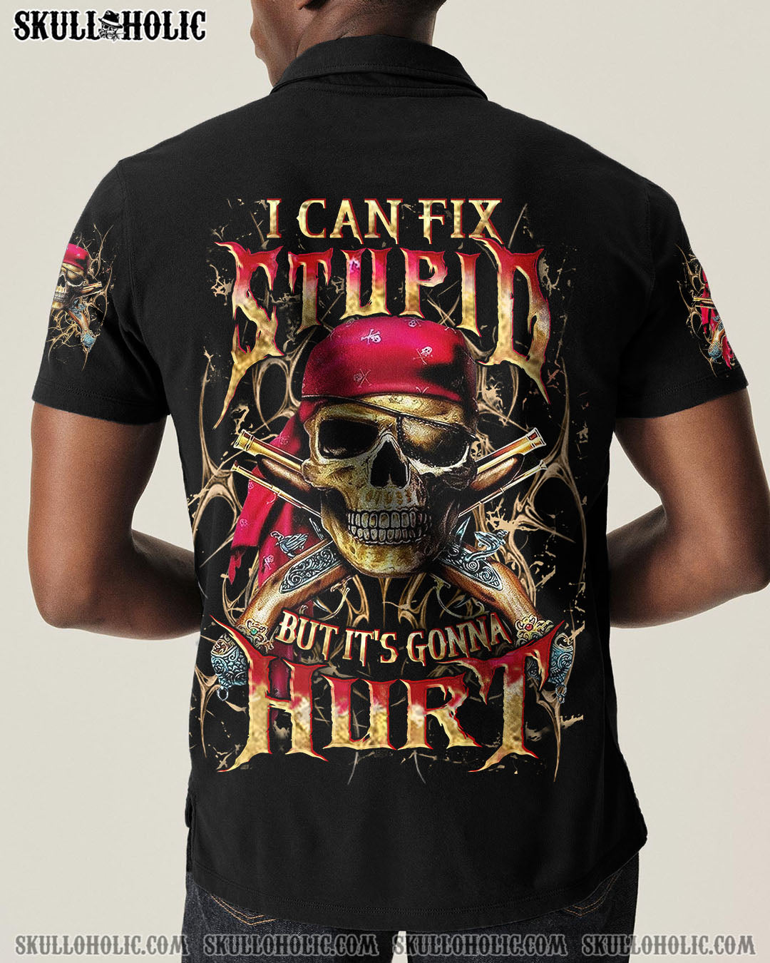 BLISSCORNERS I CAN FIX STUPID BUT IT'S GONNA HURT PIRATE SKULL ALL OVER PRINT