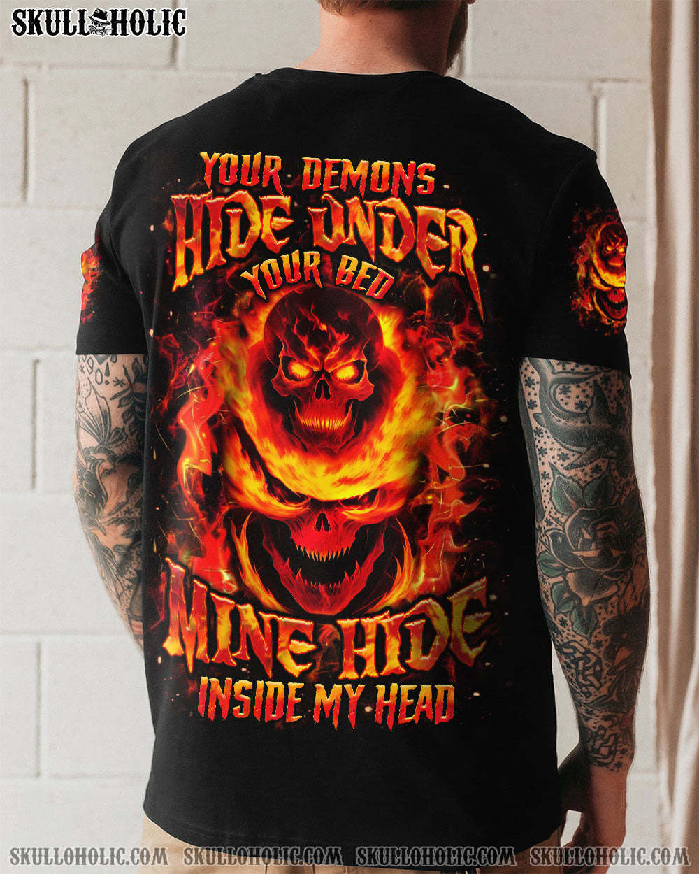 BLISSCORNERS YOUR DEMONS HIDE UNDER YOUR BED SKULL ALL OVER PRINT