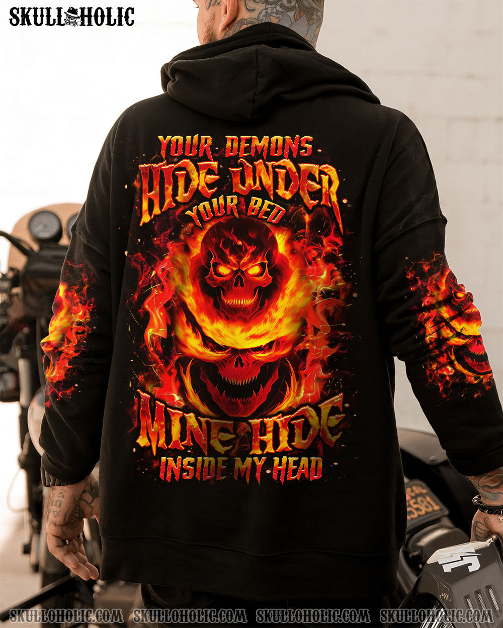 BLISSCORNERS YOUR DEMONS HIDE UNDER YOUR BED SKULL ALL OVER PRINT