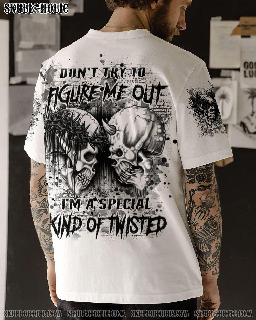 BLISSCORNERS DON'T TRY TO FIGURE ME OUT SKULL ALL OVER PRINT