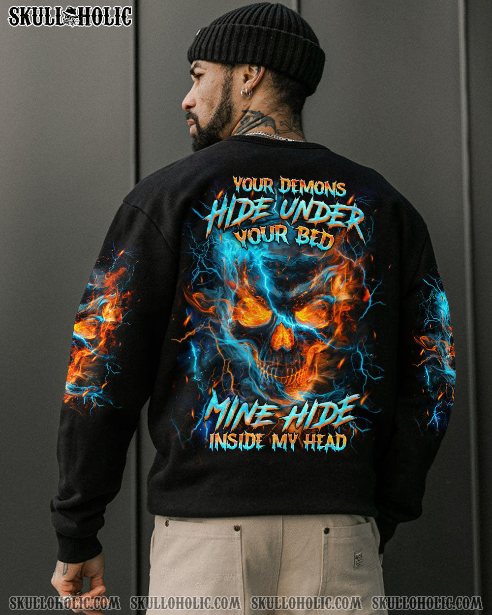 BLISSCORNERS YOUR DEMONS HIDE UNDER YOUR BED SKULL ALL OVER PRINT