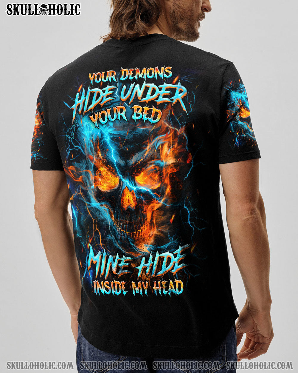 BLISSCORNERS YOUR DEMONS HIDE UNDER YOUR BED SKULL ALL OVER PRINT