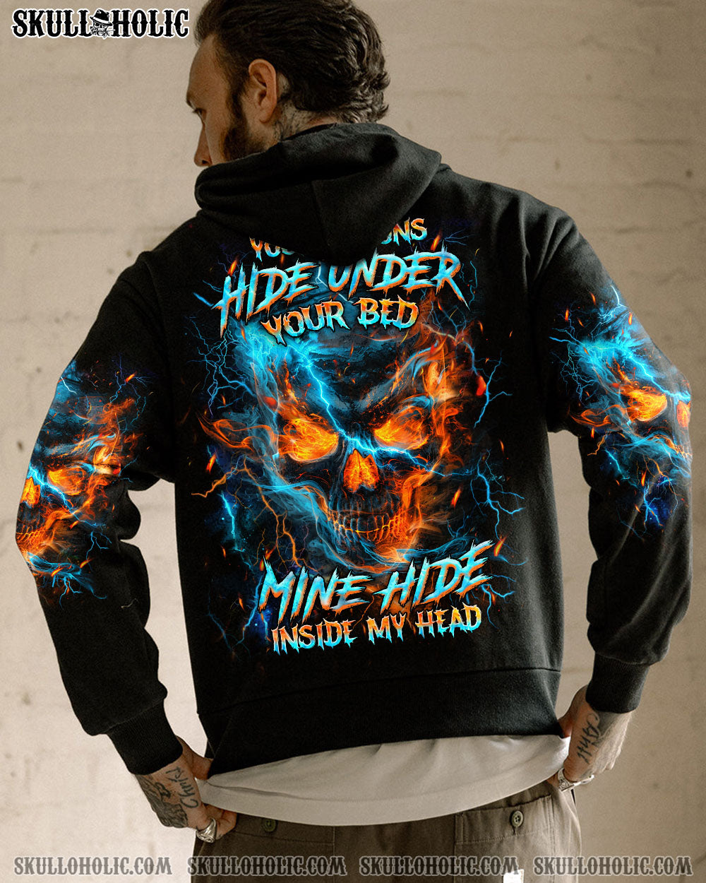 BLISSCORNERS YOUR DEMONS HIDE UNDER YOUR BED SKULL ALL OVER PRINT