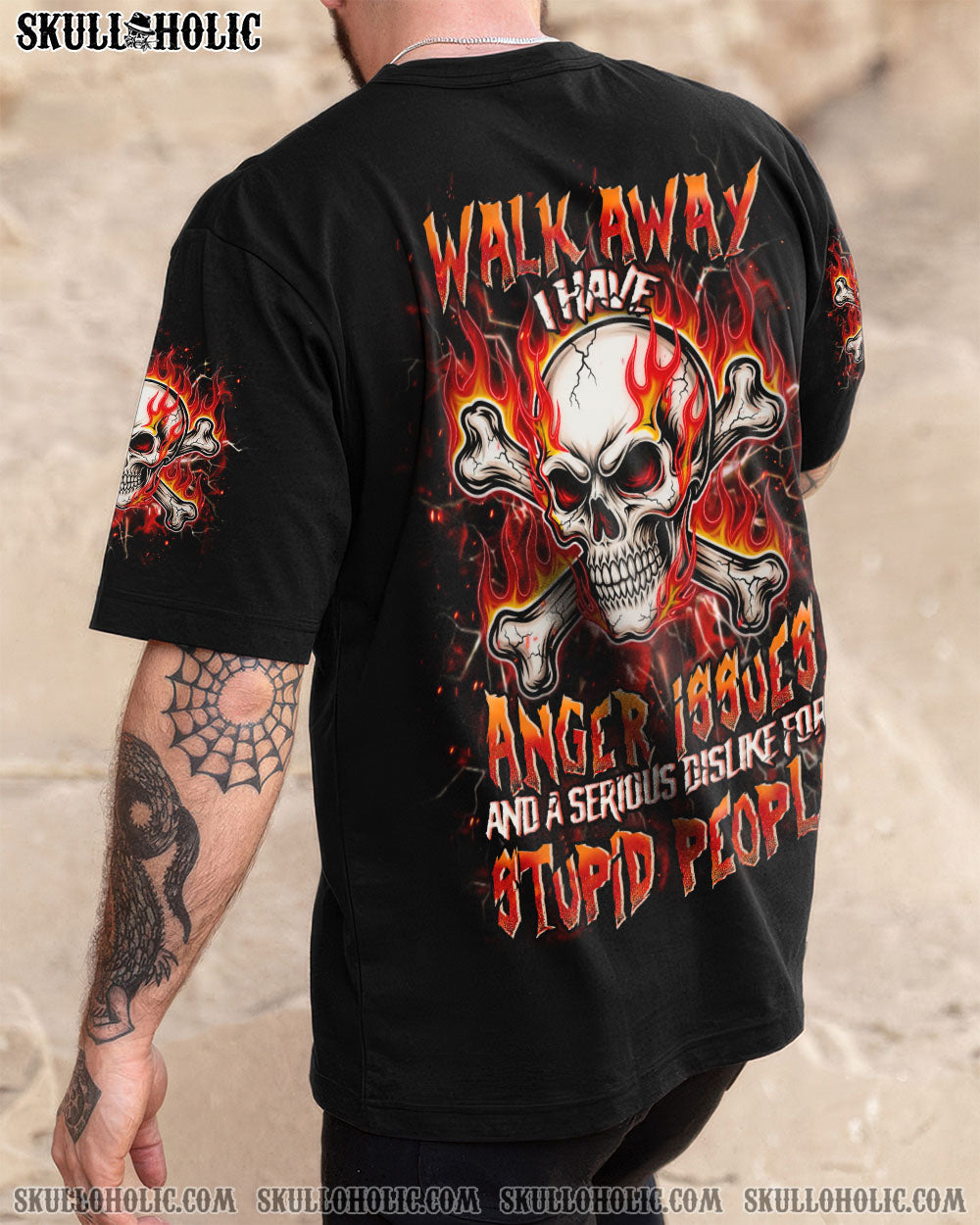 BLISSCORNERS WALK AWAY I HAVE ANGER ISSUES FIRE SKULL ALL OVER PRINT