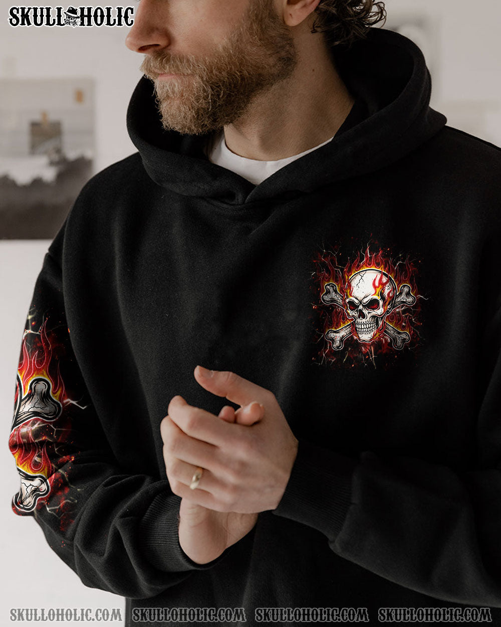 BLISSCORNERS WALK AWAY I HAVE ANGER ISSUES FIRE SKULL ALL OVER PRINT