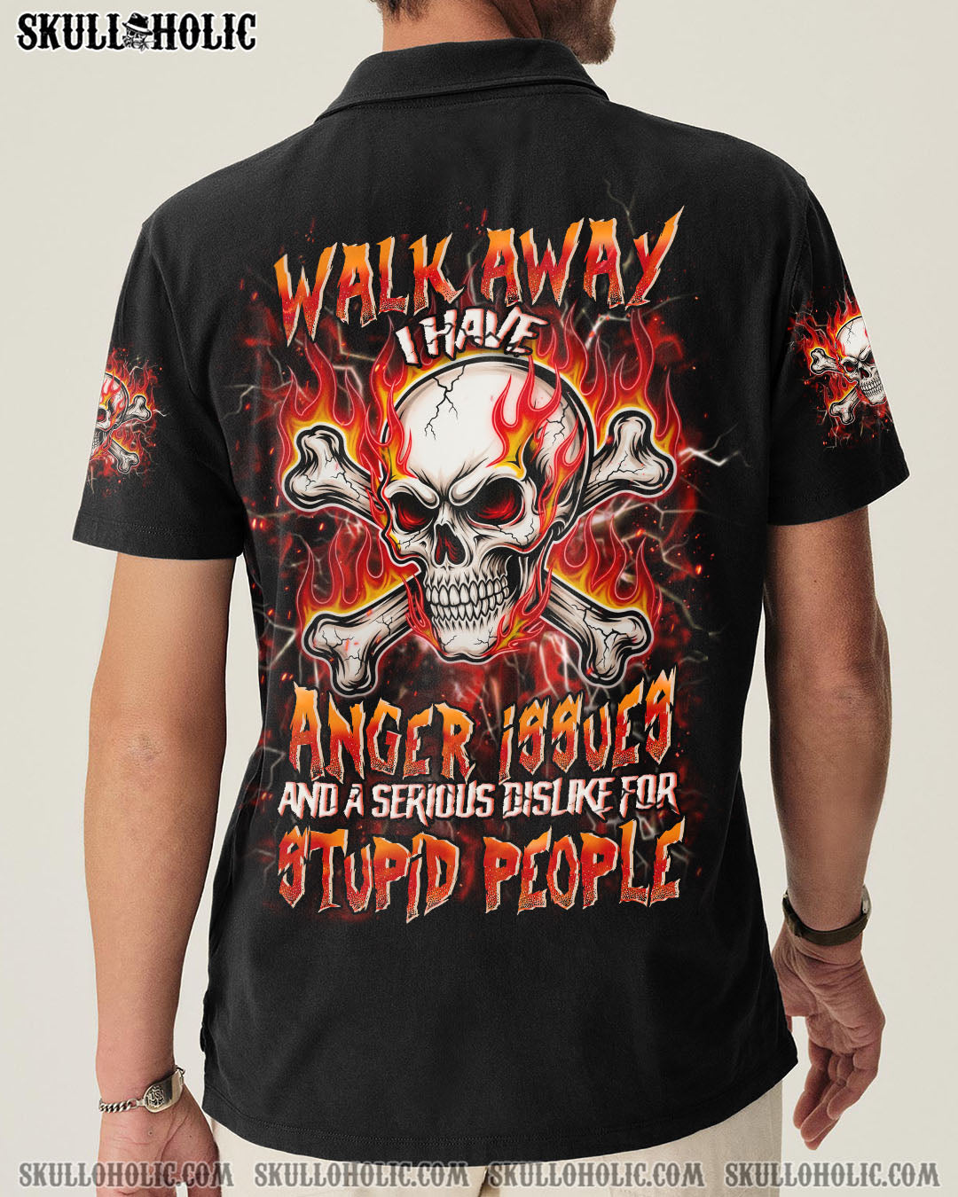 BLISSCORNERS WALK AWAY I HAVE ANGER ISSUES FIRE SKULL ALL OVER PRINT