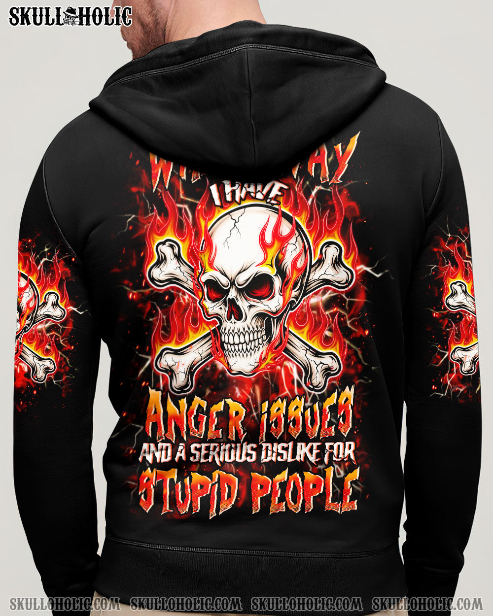 BLISSCORNERS WALK AWAY I HAVE ANGER ISSUES FIRE SKULL ALL OVER PRINT