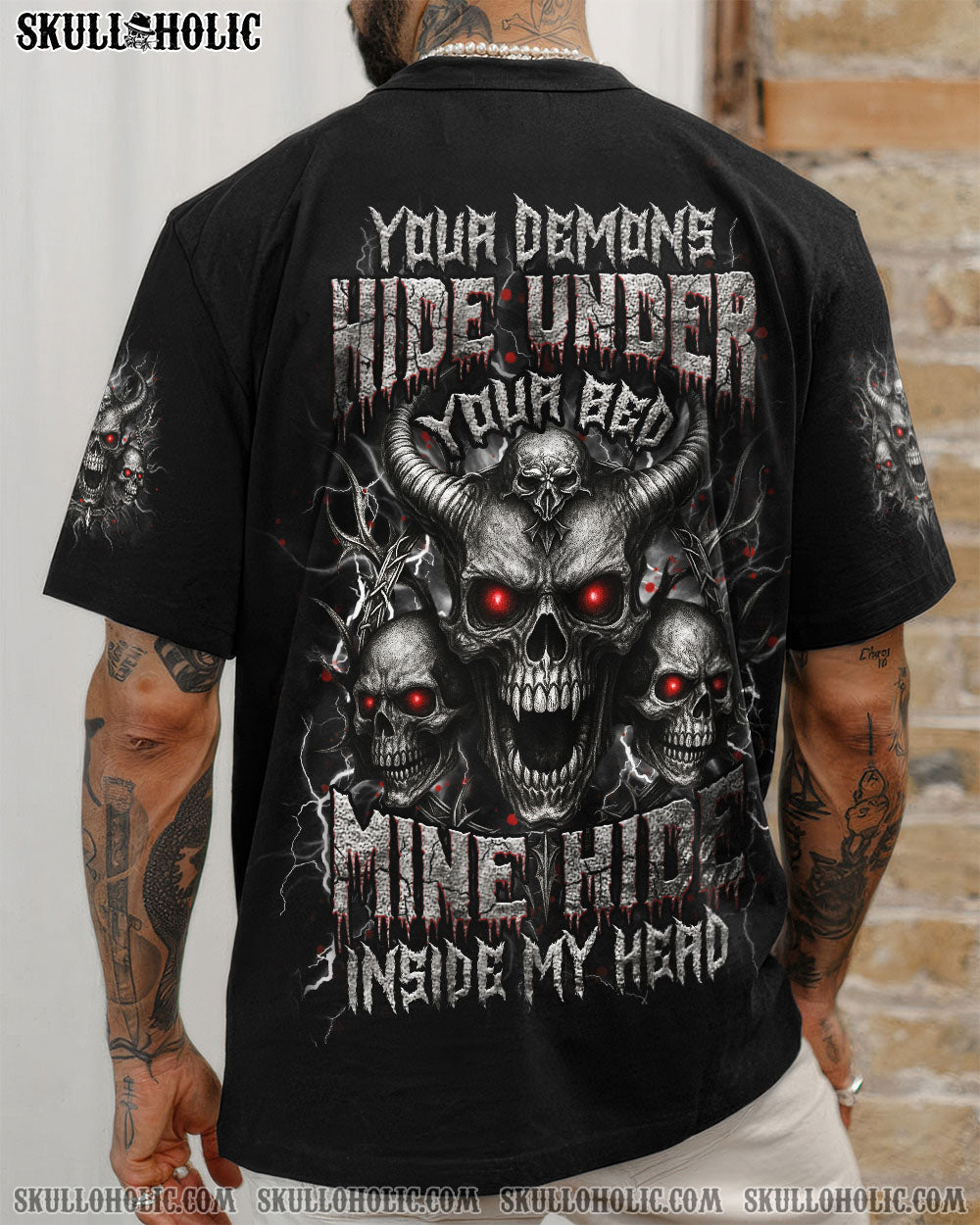 BLISSCORNERS YOUR DEMONS HIDE UNDER YOUR BED SKULL ALL OVER PRINT