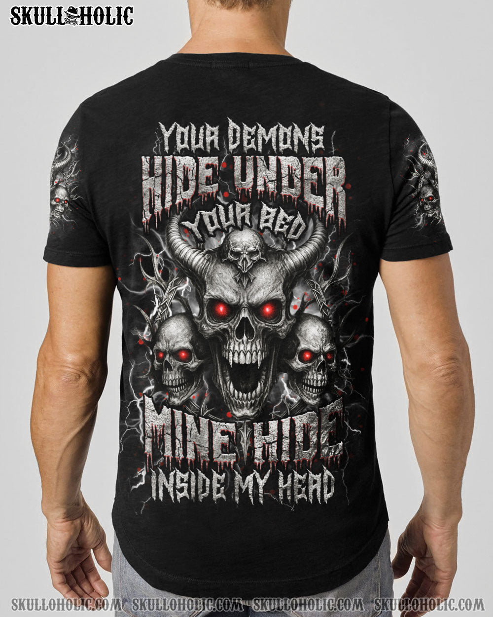BLISSCORNERS YOUR DEMONS HIDE UNDER YOUR BED SKULL ALL OVER PRINT