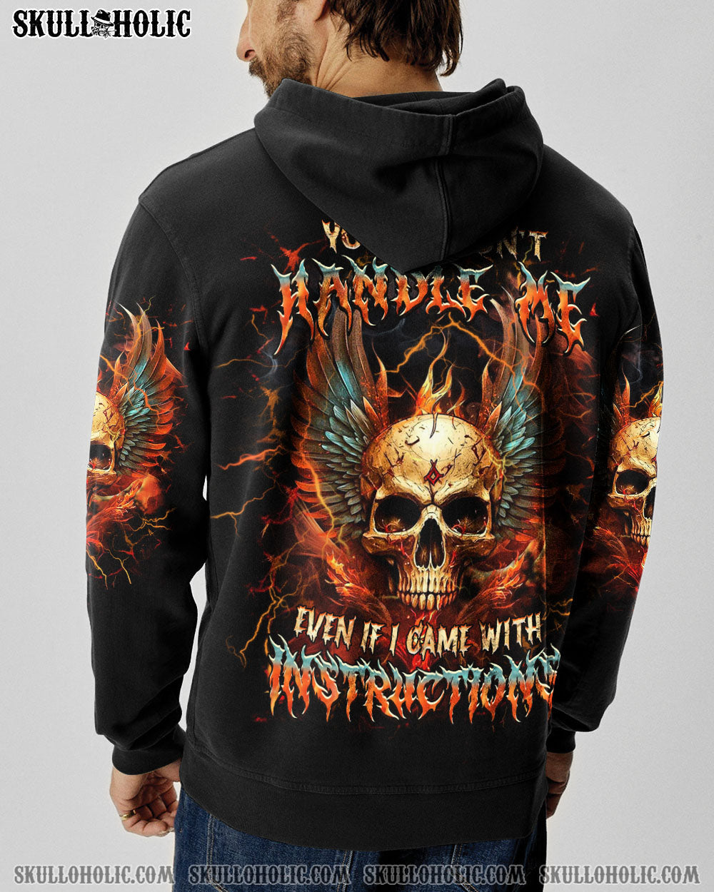 BLISSCORNERS YOU COULDN'T HANDLE ME SKULL WINGS ALL OVER PRINT