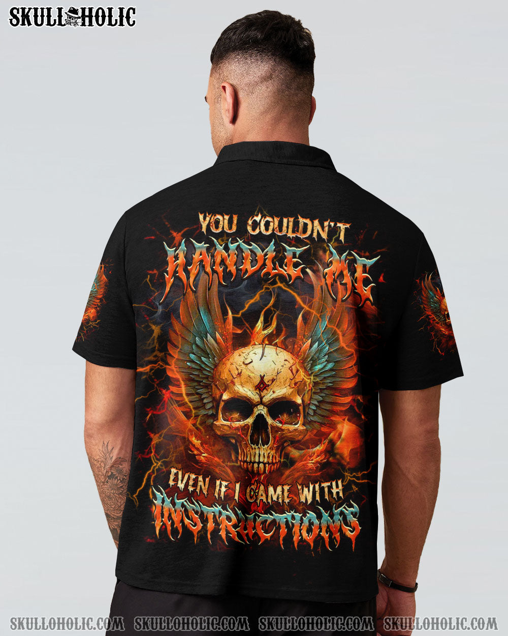 BLISSCORNERS YOU COULDN'T HANDLE ME SKULL WINGS ALL OVER PRINT
