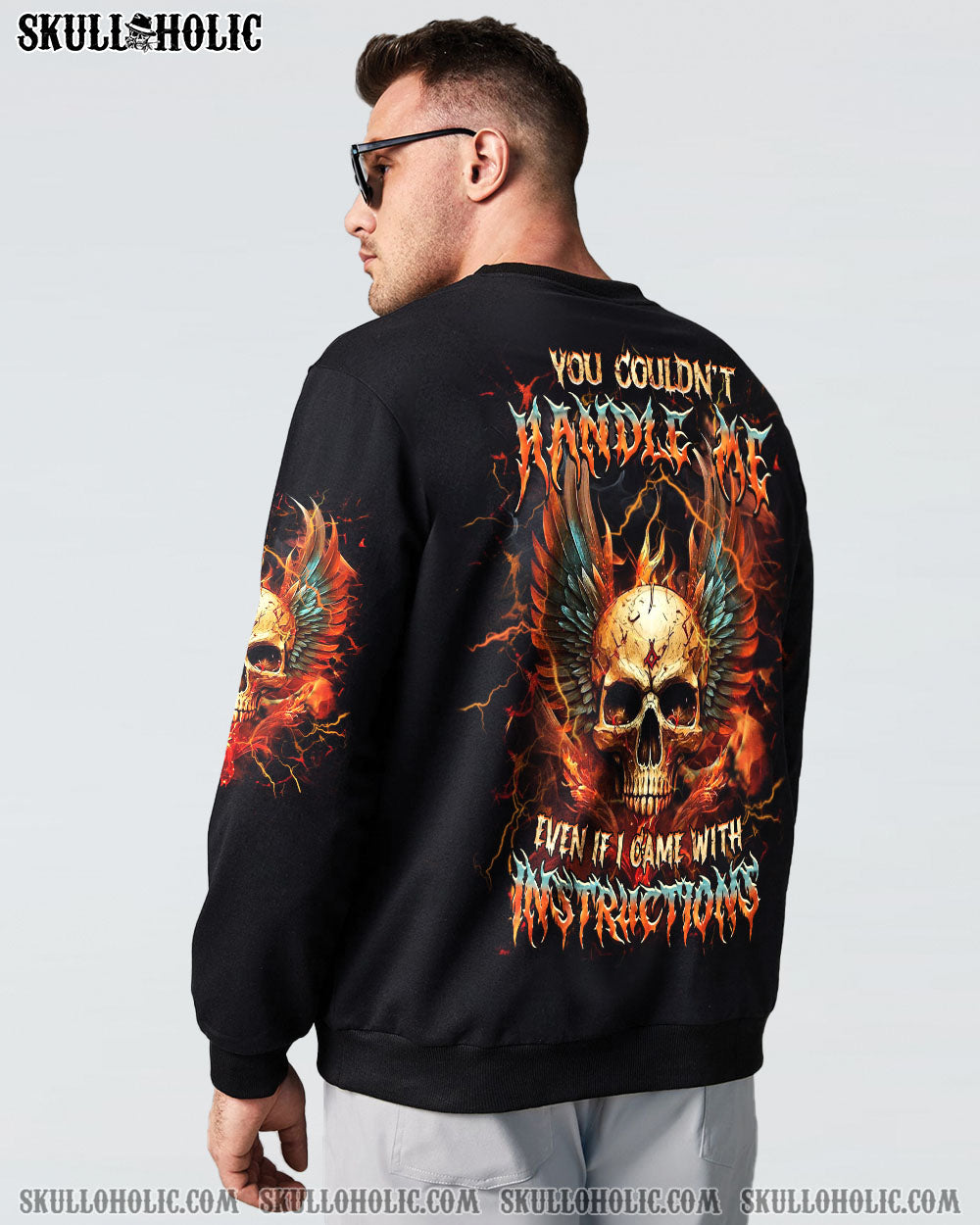 BLISSCORNERS YOU COULDN'T HANDLE ME SKULL WINGS ALL OVER PRINT