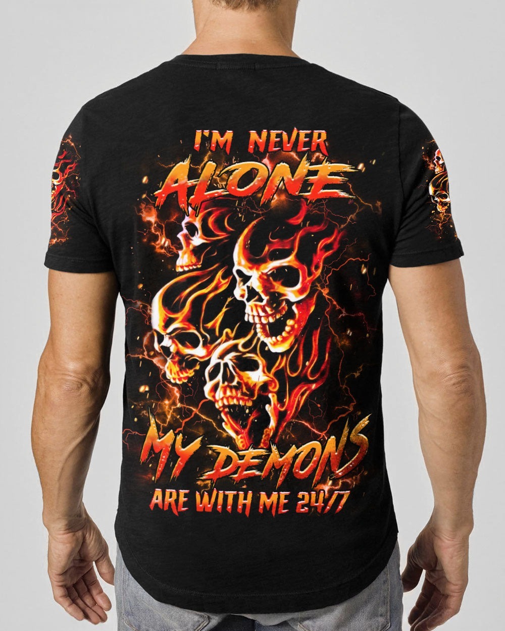 BLISSCORNERS I'M NEVER ALONE SKULL DEMON ALL OVER PRINT