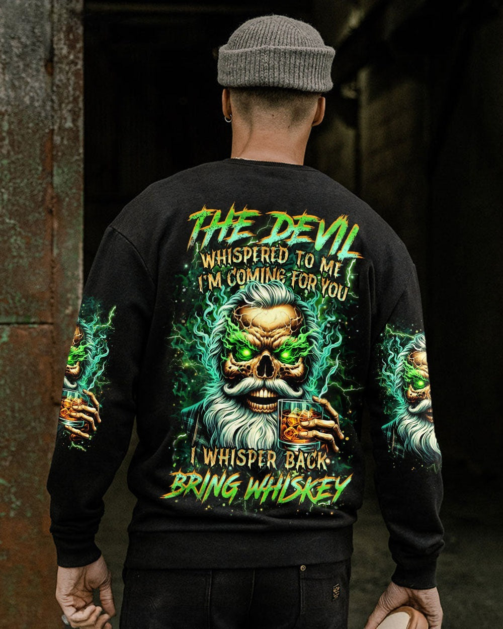 BLISSCORNERS THE DEVIL WHISPERED TO ME BRING WHISKEY SKULL ALL OVER PRINT