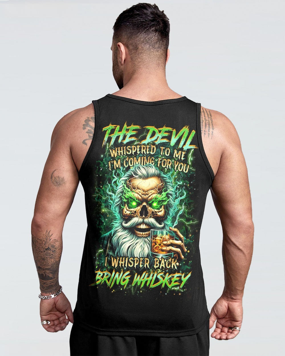 BLISSCORNERS THE DEVIL WHISPERED TO ME BRING WHISKEY SKULL ALL OVER PRINT