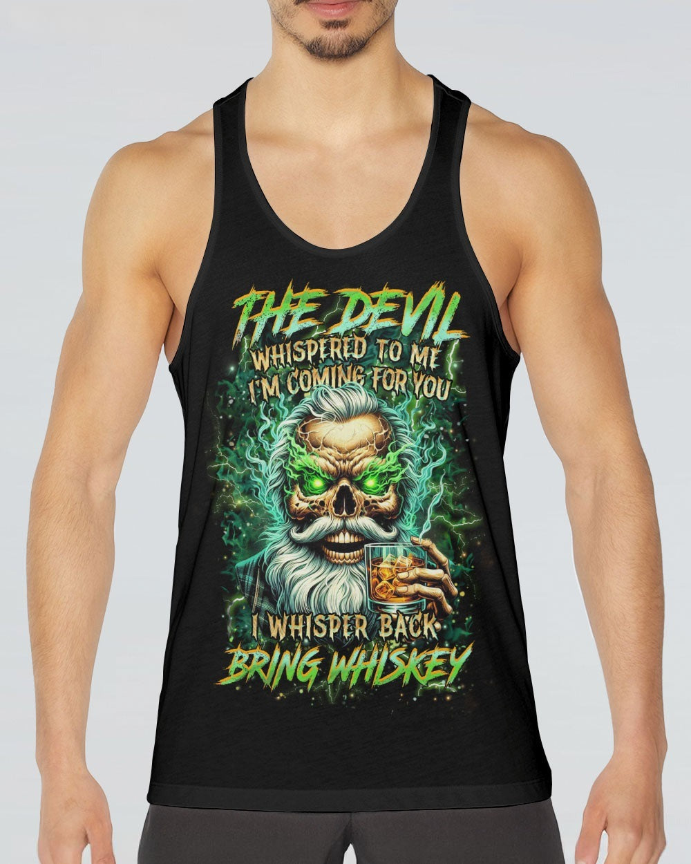 BLISSCORNERS THE DEVIL WHISPERED TO ME BRING WHISKEY SKULL ALL OVER PRINT