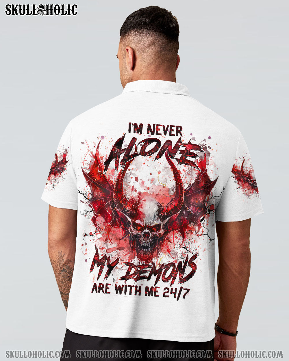 BLISSCORNERS I'M NEVER ALONE SKULL DEMON ALL OVER PRINT