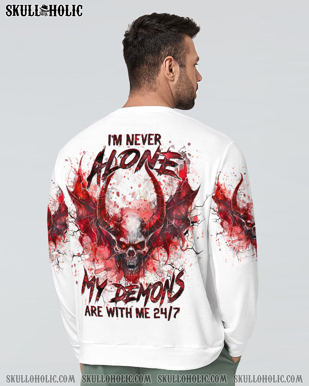 BLISSCORNERS I'M NEVER ALONE SKULL DEMON ALL OVER PRINT