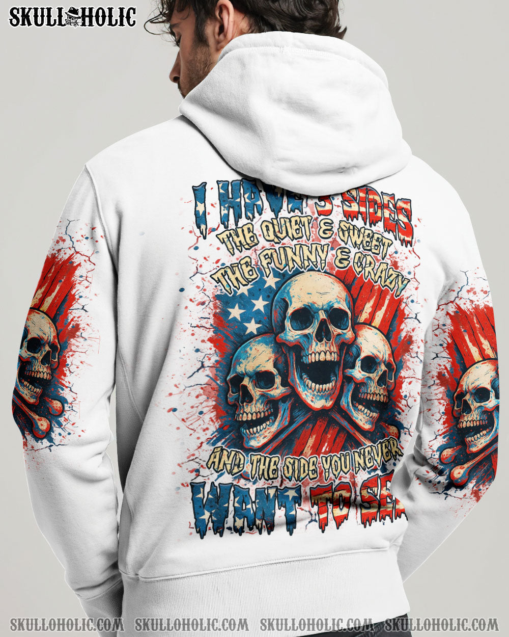 BLISSCORNERS I HAVE 3 SIDES 3 SKULLS ALL OVER PRINT