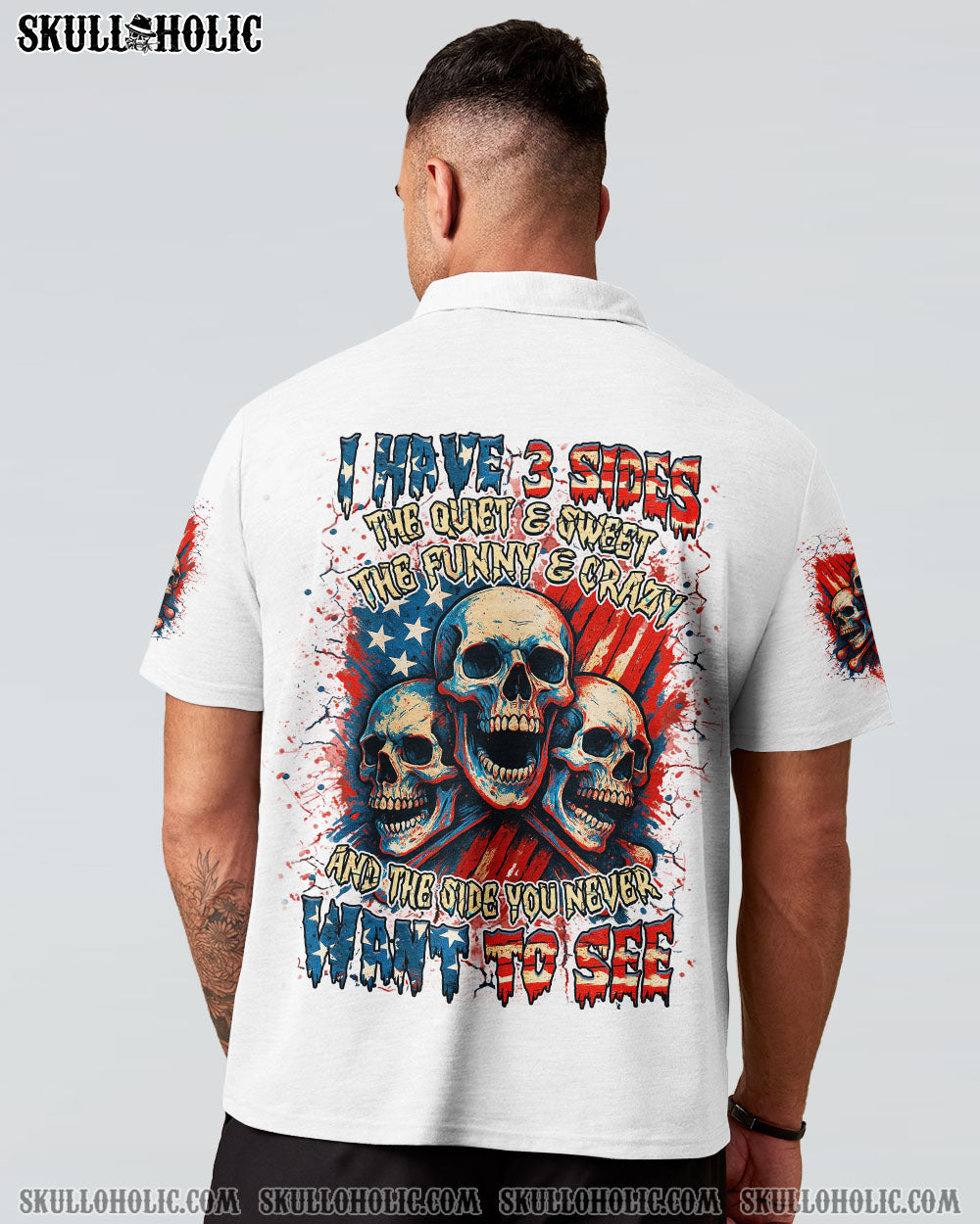 BLISSCORNERS I HAVE 3 SIDES 3 SKULLS ALL OVER PRINT