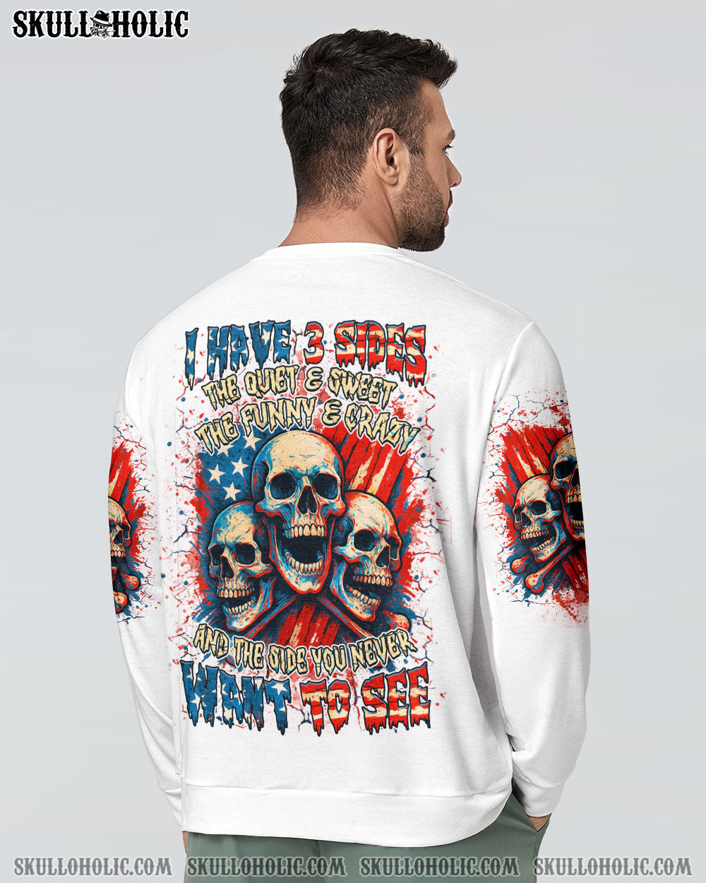 BLISSCORNERS I HAVE 3 SIDES 3 SKULLS ALL OVER PRINT