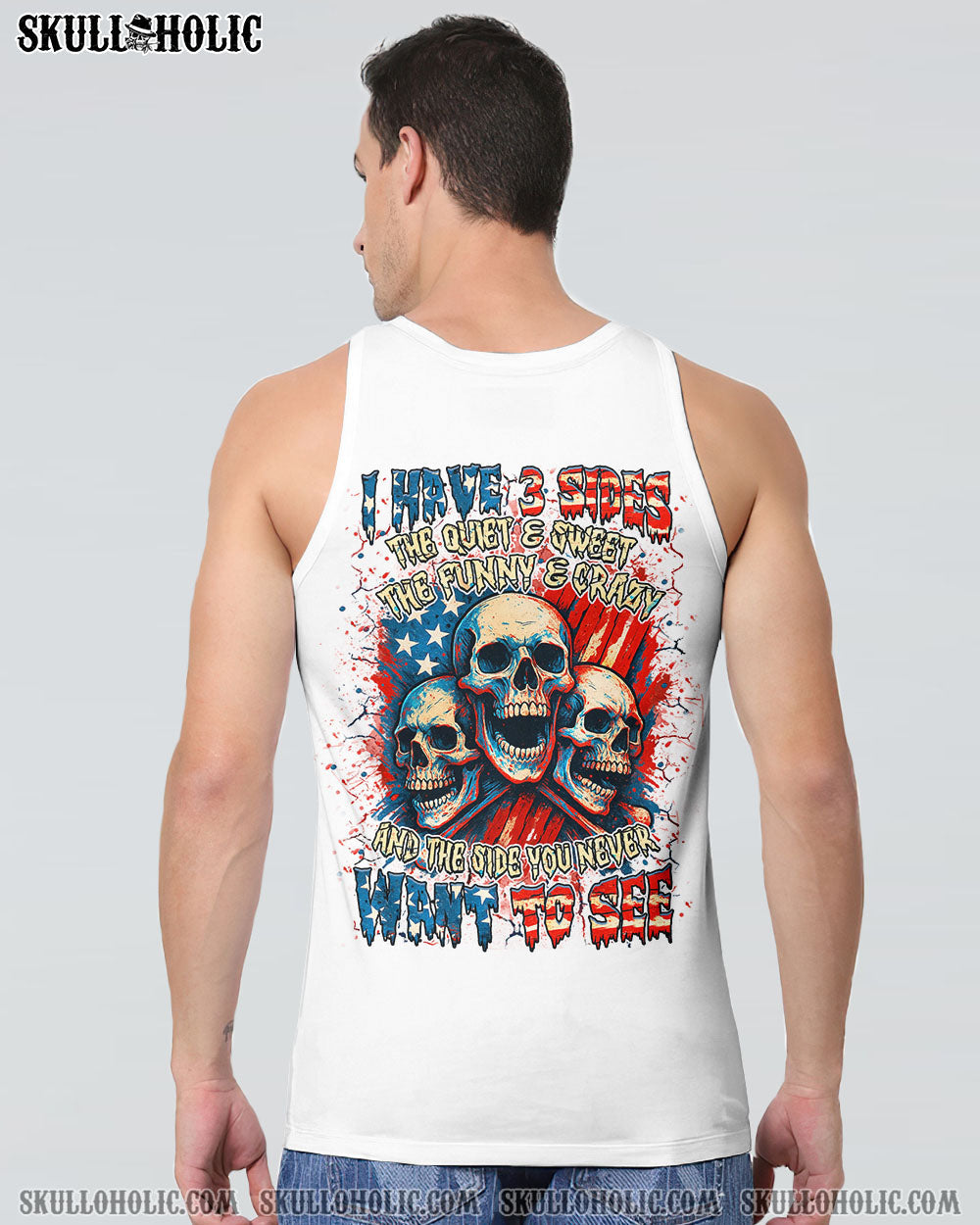 BLISSCORNERS I HAVE 3 SIDES 3 SKULLS ALL OVER PRINT