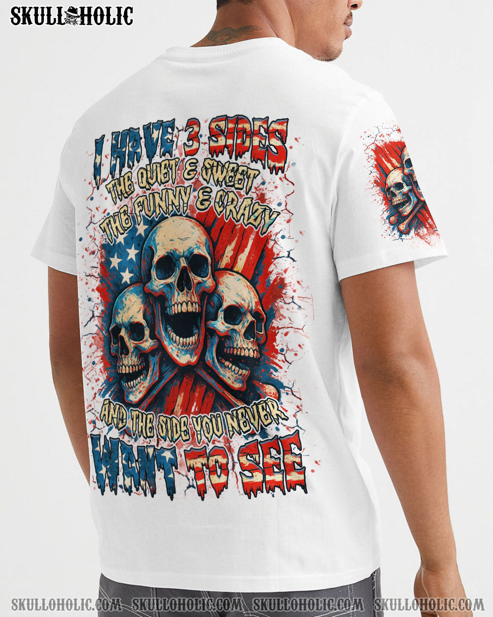 BLISSCORNERS I HAVE 3 SIDES 3 SKULLS ALL OVER PRINT