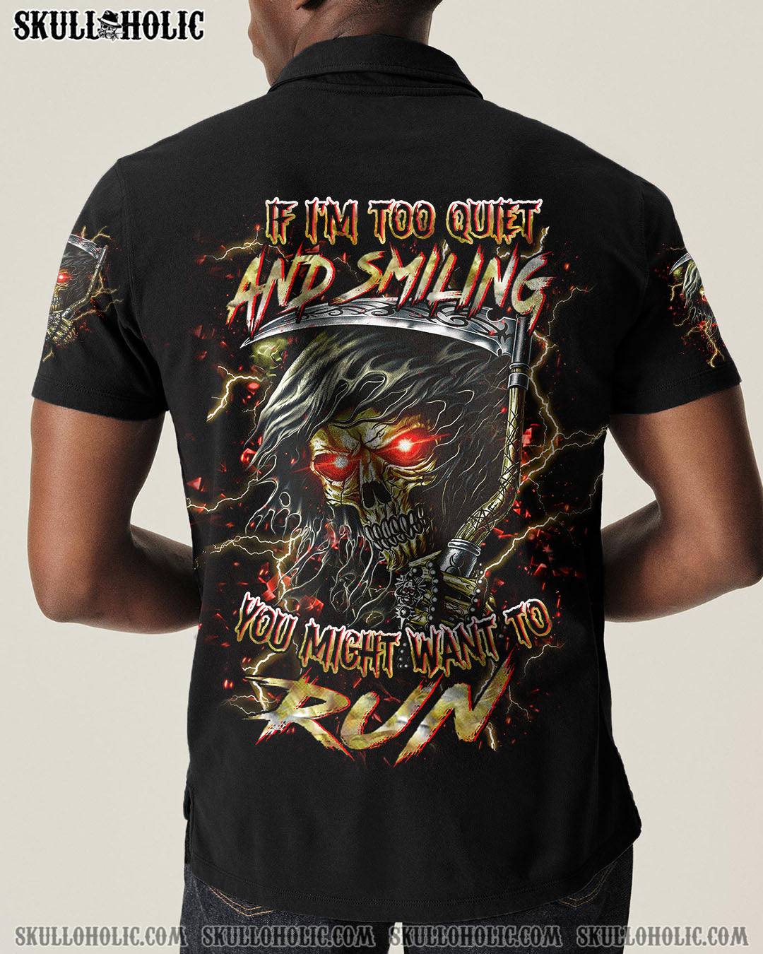 BLISSCORNERS IF I'M TOO QUIET AND SMILING SKULL REAPER ALL OVER PRINT