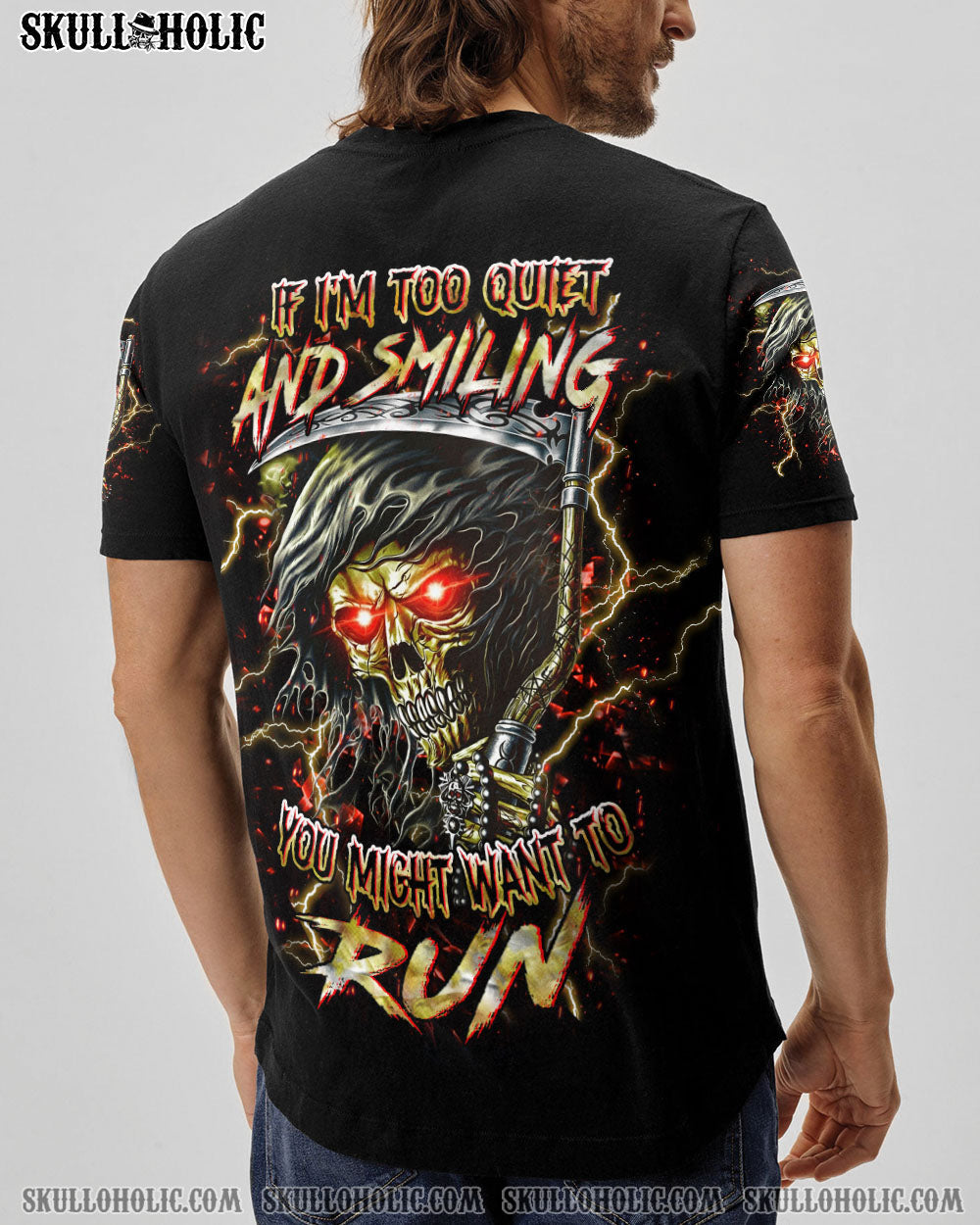 BLISSCORNERS IF I'M TOO QUIET AND SMILING SKULL REAPER ALL OVER PRINT