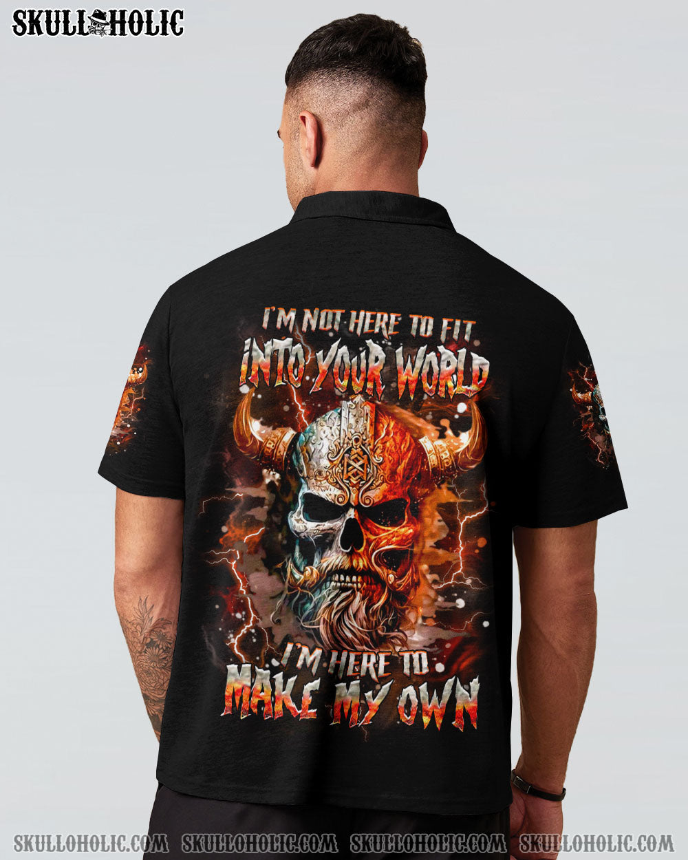 BLISSCORNERS I'M NOT HERE TO FIT INTO YOUR WORLD VIKING SKULL ALL OVER PRINT