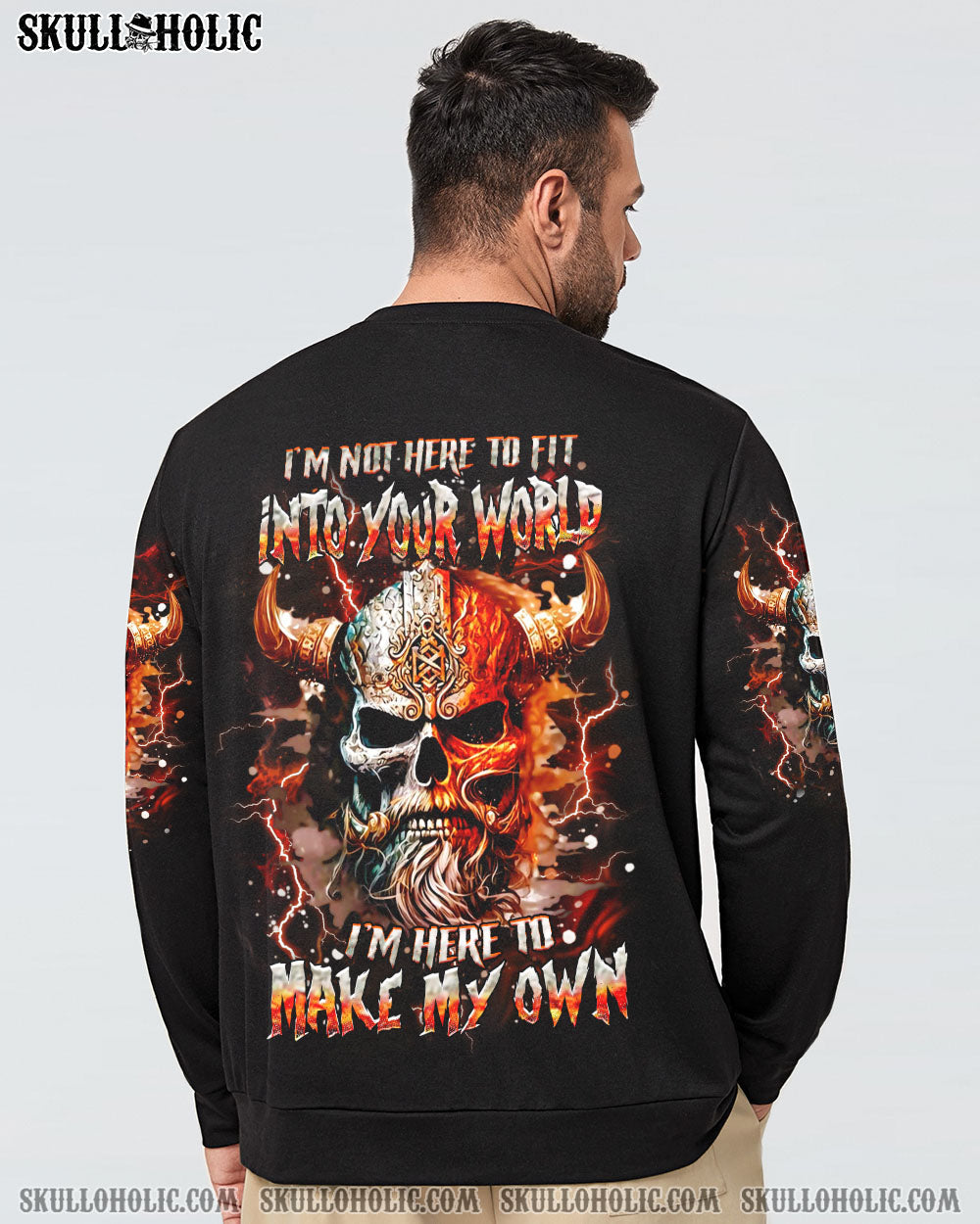 BLISSCORNERS I'M NOT HERE TO FIT INTO YOUR WORLD VIKING SKULL ALL OVER PRINT