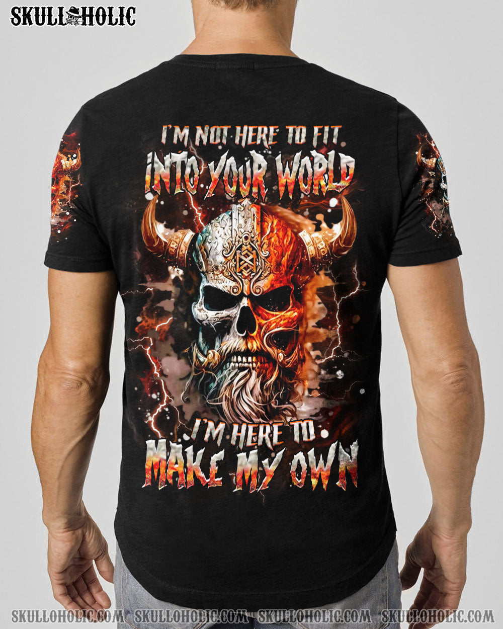 BLISSCORNERS I'M NOT HERE TO FIT INTO YOUR WORLD VIKING SKULL ALL OVER PRINT