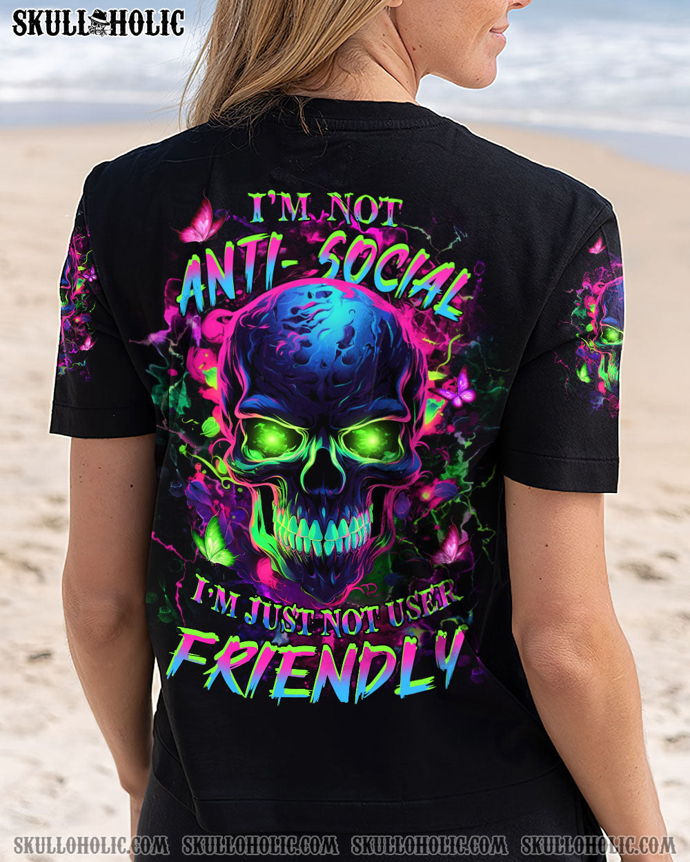 BLISSCORNERS I'M NOT ANTI-SOCIAL MAD SKULL ALL OVER PRINT