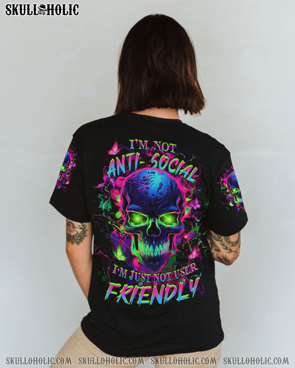 BLISSCORNERS I'M NOT ANTI-SOCIAL MAD SKULL ALL OVER PRINT