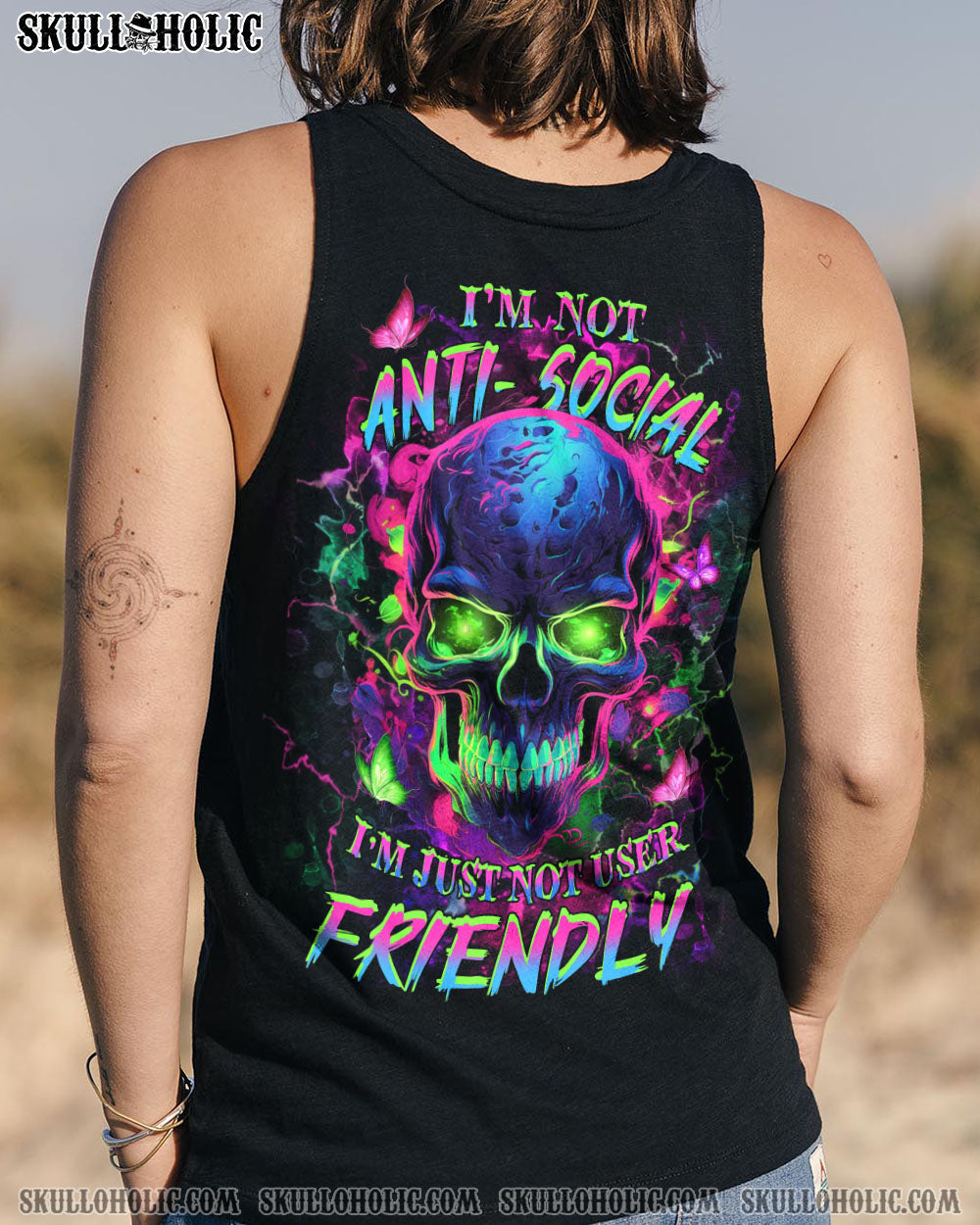 BLISSCORNERS I'M NOT ANTI-SOCIAL MAD SKULL ALL OVER PRINT